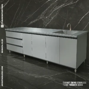 Cabinet Swing Stainless + Sink + Drawer – Praktis & Higienis untuk Dapur Modern